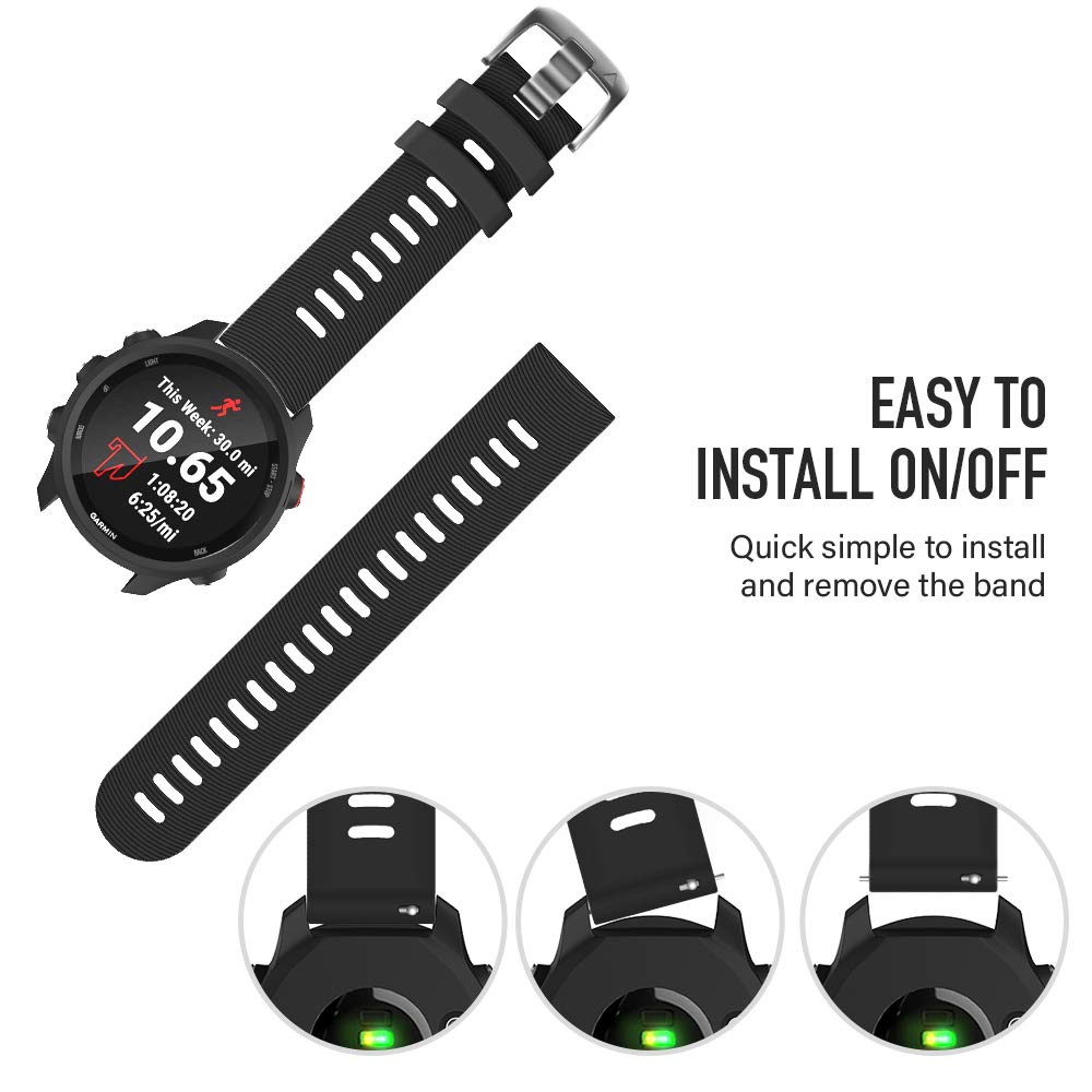 ZORBES Silicone Watch Strap Fashion Black Watch Band for Forerunner 645/245 Universal 20mm Width Watch Straps Adjustable Wristband Watch Bands for Galaxy Watch 5/5 Pro Galaxy Watch 4 Vivoactive 3 ZORBES Silicone Watch Strap Fashion Black Watch Band for Forerunner 645/245 Universal 20mm Width Watch Straps Adjustable Wristband Watch Bands for Galaxy Watch 5/5 Pro Galaxy Watch 4 Vivoactive 3